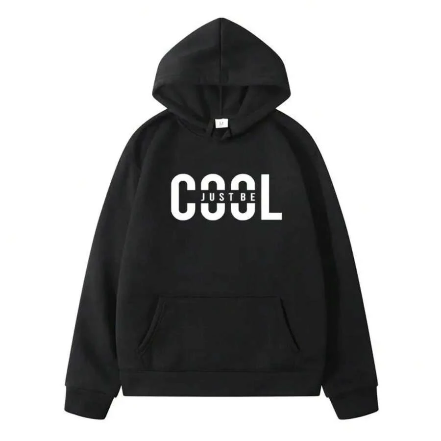 COOL Letter Printed Hoodie Men's Clothing Women's Sweat-Shirt Sweatshirt New In Hoodies & Sweatshirts Men's Winter Sweater - Black - View 1