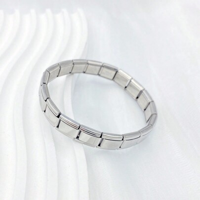18 pièces/set Bracelet de démarrage à breloques italiennes vierges Bracelet en acier inoxydable pour usage quotidien ou DIY