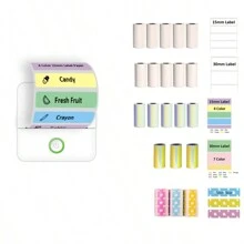 Miniaturowa drukarka naklejek termicznych, kieszonkowa drukarka termiczna bezatramentowa z rolkami, termiczny papier naklejek na iOS i Androida, bezprzewodowa inteligentna przenośna drukarka paragonów do etykiet, dzienników fotograficznych, notatek i notatek