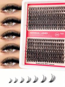 280PCS Dramatic D-Curl 8-16MM30D/40D/60D/80D/100D Mix DIY Lash Extension Kit Set DIY Bottom Lashes Eyelashes Book Big Volume Soft Individual Cluster Lashes Create A Fluffy Natural Wispy Y2k Butterfly Elements Pink Base Card Look At Home Long Lasting