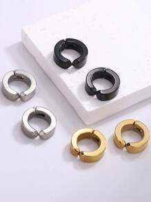 3 件/1 对 男士个性化不锈钢耳夹，无耳，耳套式，男女适用，日常佩戴