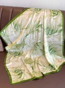 1 件法式花卉印花仿丝围巾、时尚领带、发带、头巾围巾、女士专业装饰配饰、春夏季 - 彩色 - 查看 3