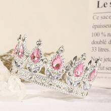 1件优雅新娘皇冠，圆形水晶水钻婚礼发饰，派对装饰，节日礼物 - 彩色 - 查看 3