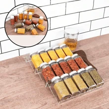 Juego de 4 piezas de estante para especias de gabinete y de mesa, 4 hojas de estante de almacenamiento de condimentos de acrílico, estante organizador de cajón de mesa de varios niveles de bricolaje, estantes de acrílico transparente de 3 mm de grosor, ideal para viajar al sol - Multicolor - Ver 2