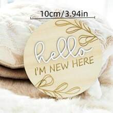 1 件木制婴儿里程碑标志，摄影道具 - 木制新生儿出生公告牌匾婴儿洗礼复活节礼物，适合女孩/男孩 - 木質色 - 查看 6