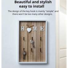 Wooden & Metal Key Holder Hook Board, Home Wall Decor, Living Room Entryway Storage Rack, Wall-Mounted Key Organizer, Jewelry Box, European Style Key Bag & Clothes Hook Storage Rack, Home Decor - Multicolor - View 2