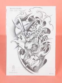 1 件老虎咆哮临时纹身贴纸，适用于男士，防水防反光，适用于手臂 - 黑色 - 查看 3