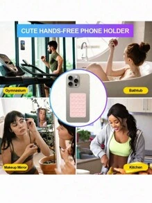 1pc Multi-Functional Square Silicone Phone Holder With 24-Hole Waterproof Suction Cup And Strong Adhesiveness, Suitable For Various Scenarios To Prevent Phone Dropping, Video Shaking And Selfie - Multicolor - View 6