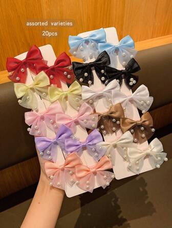 20 件/套可爱蝴蝶结发夹，时尚发饰，适合日常使用