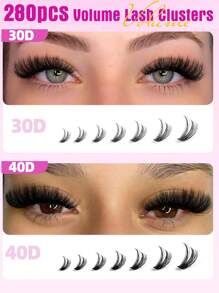 280PCS Dramatic D-Curl 8-16MM30D/40D/60D/80D/100D Mix DIY Lash Extension Kit Set DIY Bottom Lashes Eyelashes Book Big Volume Soft Individual Cluster Lashes Create A Fluffy Natural Wispy Y2k Butterfly Elements Pink Base Card Look At Home Long Lasting
