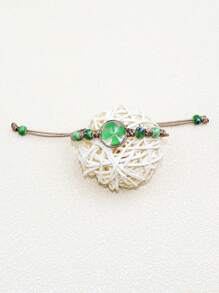 1 pieza de pulsera ajustable con flores secas, trébol de la suerte y tejido irlandés de Día de San Patricio