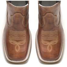 Men's Jump Country Square Toe Texan Short Shaft Embroidered Cowboy Riding Livestock Boot - Rust Brown - View 6