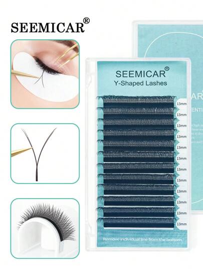 SEEMICAR 12 Reihen D 0,05/0,07 Dicke YY Form handgewebte Premium Nerz Soft Light Natural Wimpernverlängerung Make-up Netz