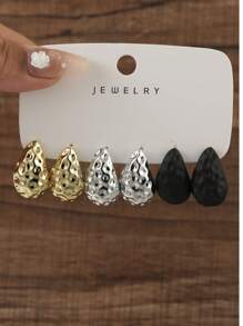 6-12 pièces/set Boucles d'oreilles minimalistes en forme de larme pour un port quotidien