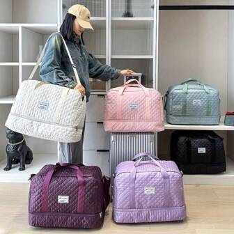 Luxury Travel Duffel Bag With Dry/Wet Separation Pockets And Double Side Pockets - Suitable For Travel And Fitness Wardrobe Organization,Boho Vibes