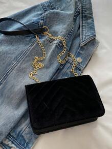 Women's Vintage Letter S Tassel Decor Suede Quilted Shoulder Bag, New Elegant Solid Color Square Mobile Phone Coin Evening Bag & Valentine's Day Gift, Versatile Travel Vacation Shopping Crossbody Bag, Lightweight Daily Commuting Office Chain Bags - Black - View 5