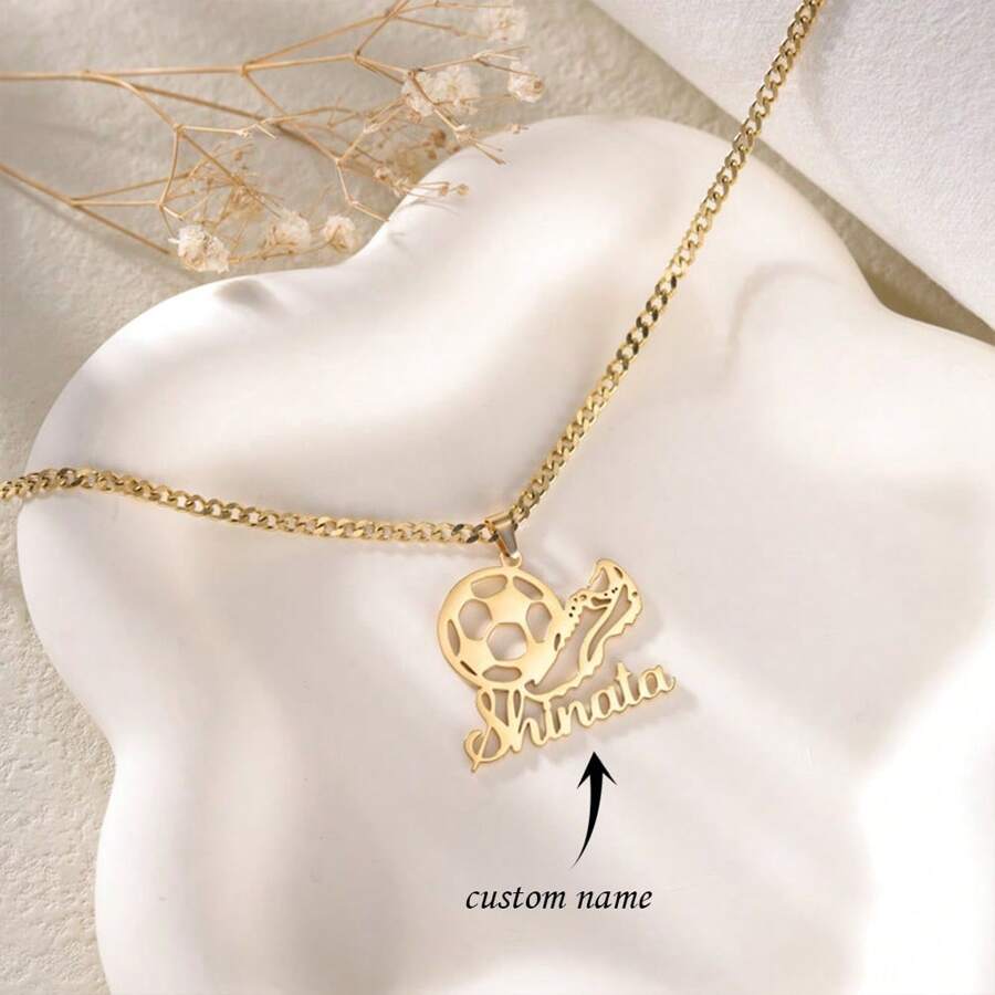 Customized Soccer Ball Name Necklace|Minimalist Necklace With Soccer Charm|Personalized Soccer Team Gifts For Boys And Girls|Sport Jewelry - Multicolor - View 1