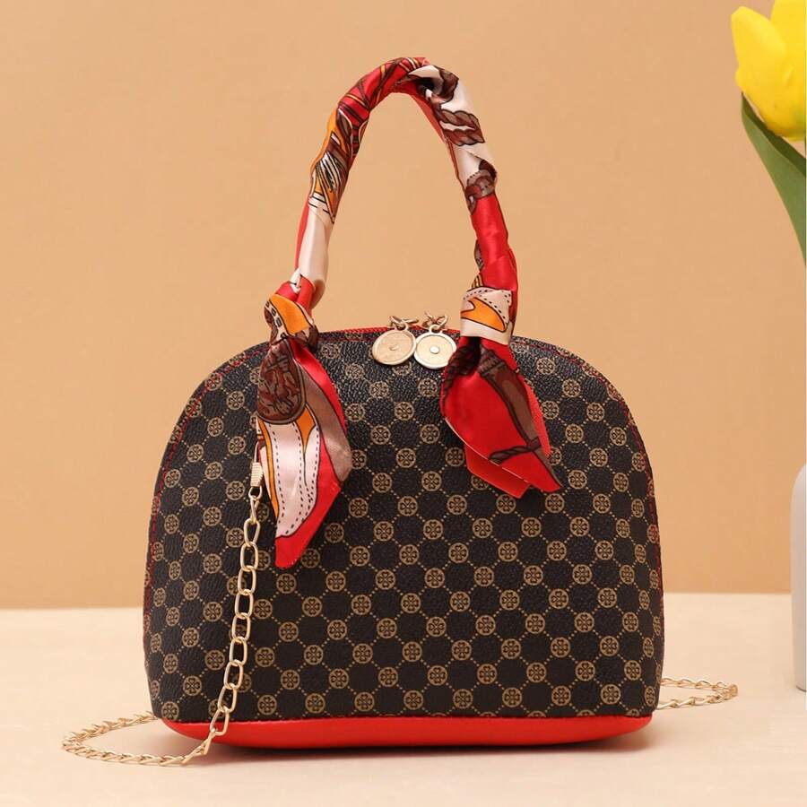 Chained Scarf, Shell Print Vintage Crossbody Shoulder Handbag