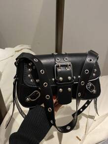 Bolso de hombro con remaches de estilo punk, nuevo, portátil, adecuado para adolescentes, estudiantes universitarias, trabajadoras de cuello blanco. Muy apropiado para el trabajo, vuelta al colegio, escuela secundaria, universidad, vacaciones