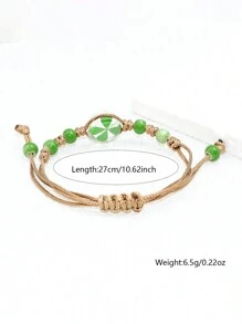 1 pieza de pulsera ajustable con flores secas, trébol de la suerte y tejido irlandés de Día de San Patricio