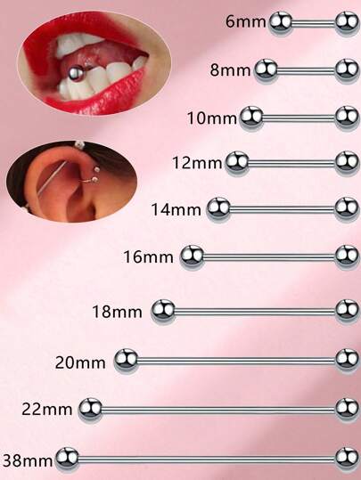 10st rostfritt stål minimalistiska tunganslutningar, skivstångsörhängen, bollpiercingsmycken, lämpliga för dagligt bruk för kvinnor och män