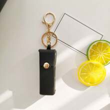 1pc Solid Color Cute Street Style Zinc Alloy Keychain, PU Leather Lip Gloss Bag Charm Accessory, Multi Colors Backpack For School Car Accessories Goth Y2k - Multicolor - View 16