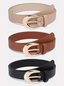 1pc Solid Color Casual PU (Polyurethane) Decorative Belt For Women, Suitable For Everyday Wear - A - View 1
