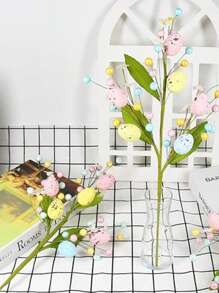 Easter Egg Simulation Berry Cuttings, Spring Flower Stems, Spotted Easter Egg Branches, Suitable For Easter, Flower Arrangement Center Decoration, Colorful Simulation Bouquet Decoration