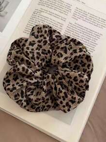 1 peça de elástico de cabelo espiral grande com estampa de leopardo, estilo boêmio, em poliéster (poliéster), ideal para o Dia dos Namorados. Perfeito para prender o cabelo em rabos de cavalo. Acessórios para cabelo disponíveis.