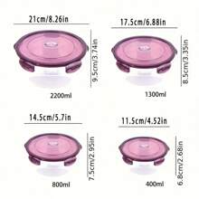 Set da 4 pezzi di contenitori per alimenti sigillati e freschi - alta capacità, in plastica, impilabili, organizer per cucina salvaspazio per frutta, verdura, carne, uova e ravioli, con misure separate da piccolo, medio, grande e extra-large per fornire più opzioni