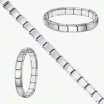 Set de 18 piezas de encantos en módulo italiano en blanco para pulsera de acero inoxidable, para uso diario o manualidades DIY