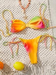 Neues weiches Stoffbikini-Set mit Perlen-Metallschalen-Dekor, verstellbare Spaghetti-Träger, sexy, niedlich und elegant für Partys und den Strand, Damen Sommer Strandmode Badeanzug