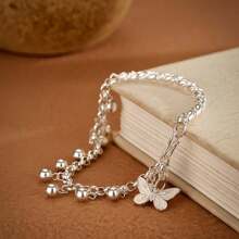 New Butterfly Sterling Silver Bracelet Female Small Ball Simple Versatile Bracelet Valentine's Day Jewelry Gift