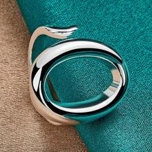 925 Silver Plated Oval Open Ring For Women Wedding Charm Engagement Fashion Jewelry - Silver - View 4