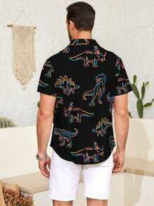 Camisa de hombre con estampado 3D de dinosaurio para el verano