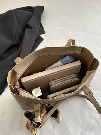 全新时尚轻便奢华纯色高端百搭女士单肩托特包