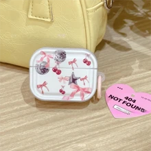 Cherry Bow/Red Rose//Rotating Windmill Interactive Model Shockproof Protective Case Compatible With Apple Earphone Case, Anti-Scratch & Anti-Fall Protection - Clear - View 10