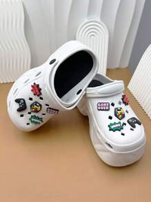 Women's EVA Anti-Slip Soft Thick-Soled Sandals With Cartoon Accessories, Suitable For Vacation, Casual Gatherings And All Indoor/Outdoor Occasions, Providing A Fashionable And Comfortable Wearing Experience - White - View 4