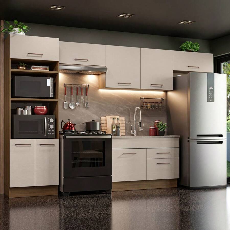 Madesa Complete Modular Kitchen 350cm Agata 01 Brown/Cream - Brown and Cream - View 1