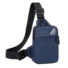 新款男士胸包/单肩包/斜挎包时尚防水皮革薄膜包黑色/蓝色背包多功能户外运动手机包零钱包适合男朋友和爸爸的必备物品，圣诞礼物背包 - 彩色 - 查看 14