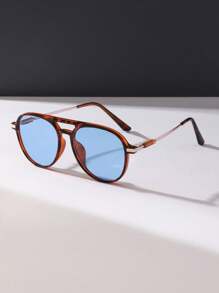 1 pieza Gafas de moda de PC (Policarbonato) ovaladas casuales para hombres, adecuadas para todas las estaciones