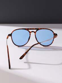 1 pieza Gafas de moda de PC (Policarbonato) ovaladas casuales para hombres, adecuadas para todas las estaciones