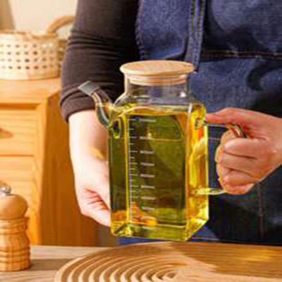 1 件装病毒式厨房玻璃油醋瓶，耐热、防漏、防油脂、大容量 - 透明 - 查看 1