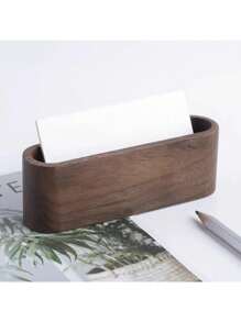 Wooden Desktop Business Card Holder, Creative Large Capacity Display & Storage, Front Desk Office Organizer Back To School