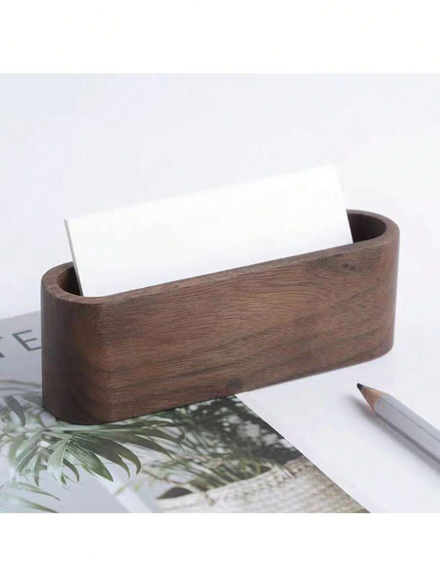 Wooden Desktop Business Card Holder, Creative Large Capacity Display & Storage, Front Desk Office Organizer Back To School