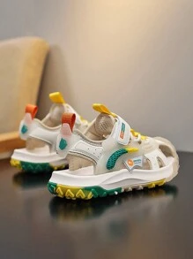 Children Boys' Spring/Summer Outdoor Style Anti-Skid Wear-Resistant Sports Sandals, Leather & Mesh Design, Breathable & Comfortable, With Anti-Collision Toe Cap, Suitable For Daily And Outdoor Wear