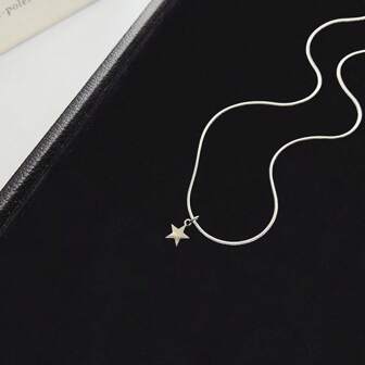 1 件不褪色简约优雅不锈钢星形吊坠项链，时尚颈链，适合日常佩戴