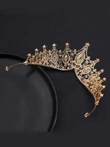 1 pieza Corona de novia de lujo, Corona de cristal de princesa para mujeres, accesorio para la cabeza para fiestas, Corona de novia