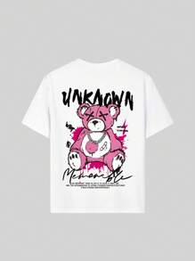Tween Girls Casual Funny Print Crew Neck Short Sleeve T-Shirt, Summer Top