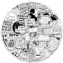 60PCS Black Bookish Stickers Vinyl Aesthetics Stickers Scrapbooking, Diary, Bumper, Skateboard, Water Bottle, Cartoon, Hard Hat, Car Stickers And Decals